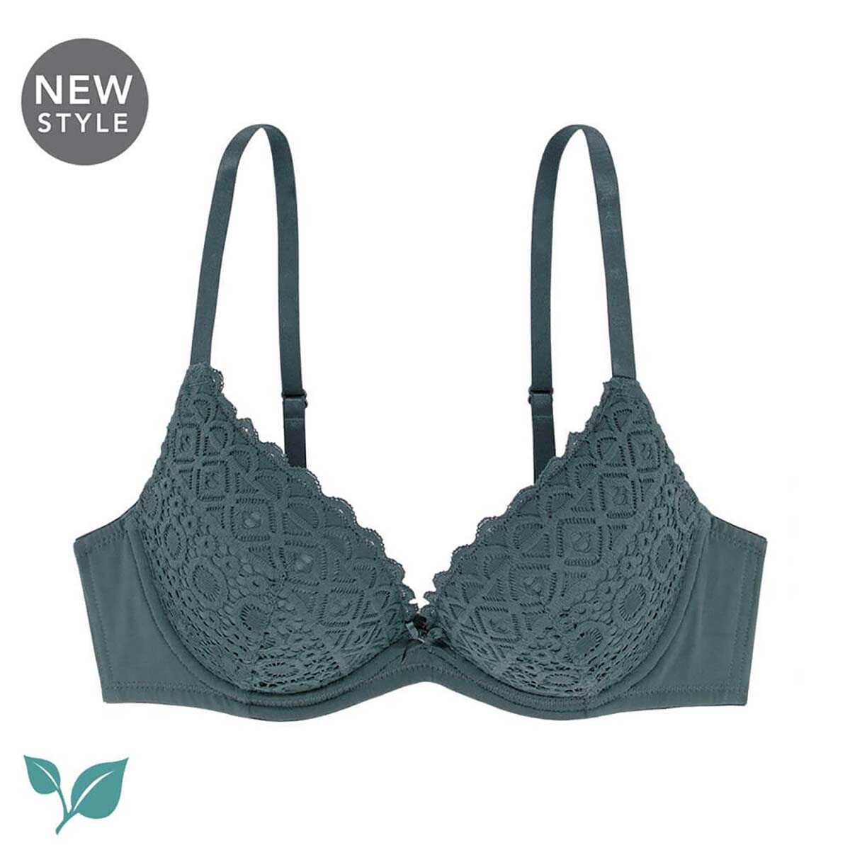 dorina-biustonosz-push-up-joy-kolor-zielony-d000667la037_GE0007 kobieta w czarnej bieliźnie marki dorina